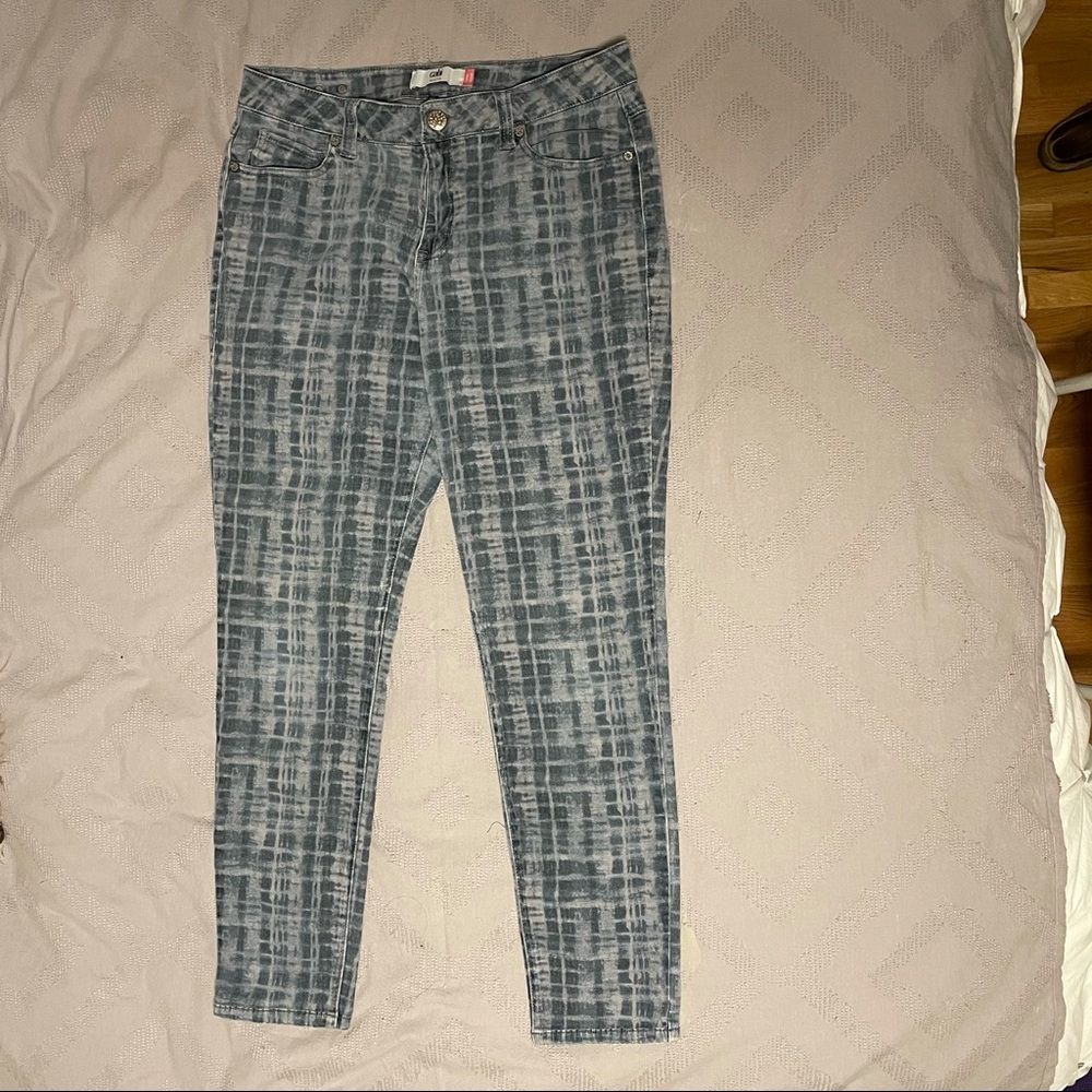 CAbi Curvy Skinny Jean - Blue Grid, Sz 12